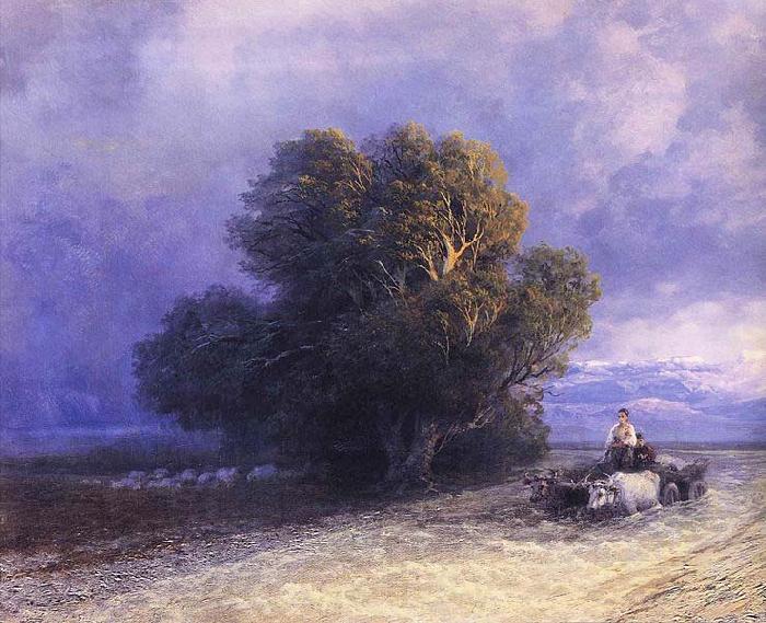 Ivan Aivazovsky Ox Cart Crossing a Flooded Plain Norge oil painting art
